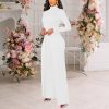 71sSqzStP2L.jpg Women's Casual Long Sleeve Round Neck Jumpsuits Work Wide Leg Pants Club Party Loose Rompers