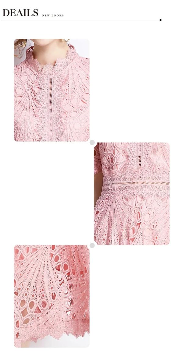 Womens Summer Hollow Out Party A Line Midi Long Princess Elegant Office Runway Robes Dress