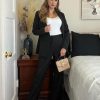71tqmeyFtkL.jpg 2 Piece Outfits for Women Dressy Blazer Jackets High Waisted Straight Leg Pants Suits Set Business Casual Office
