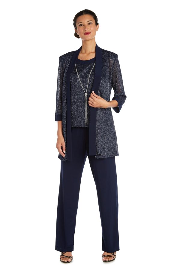 71uDlqSUy2L.jpg Women's Plus Size Two Piece Metalic Rib Pant Set Missy