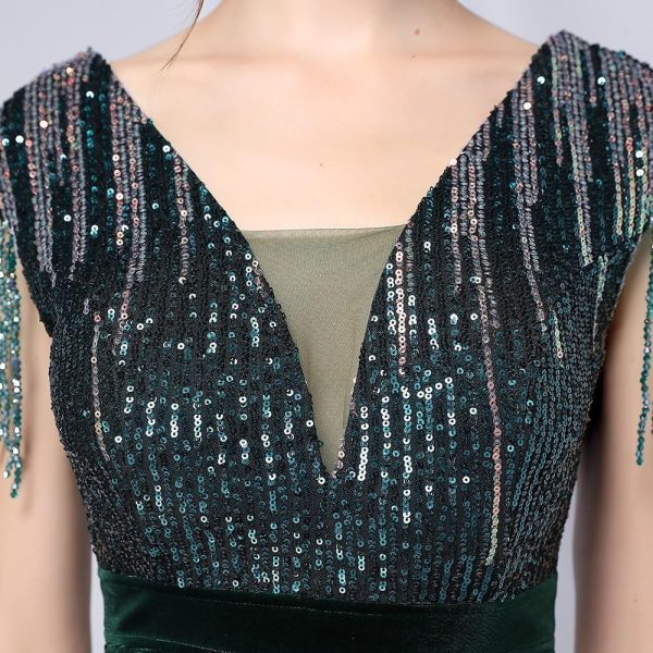 71uLRiP3gkL.jpg Green Sequin Long Dress Women Banquet Wedding Guest Evening Gown Formal Party Dress