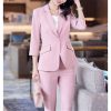 71uQtVa84L.jpg Women's Office Suit Fashion Suit Jacket Simple Solid Color Spring and Summer Half-Sleeved Top + Trousers 2-Piece Set