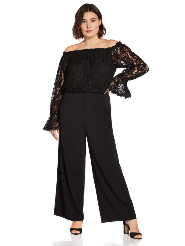 71vpFehiQQL.jpg Womens Lace and Crepe Jumpsuit