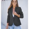 71wdnosDDAL.jpg Womens Notched Lapel Pockets Button Work Office Blazer Jacket Suit