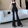 71xnLGUhBML.jpg Women's Lace Trim Set - V-Neck Halter Top & Draped Pants