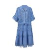 71xxeO3uenL.jpg Women’S Embroidered Lace Jacket with Pleated Skirt Set Summer Holiday Wear Hollow Out Design Two Piece Outfit