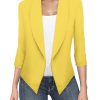81-vkSC9GvL.jpg Lightweight Open Front Cardigan Classic Ruched Sleeve Work Office Blazer Suit Jackets