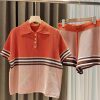 810-p1XHyKL.jpg Women's Cotton Casual Set - Colorblock Knit Polo & Shorts