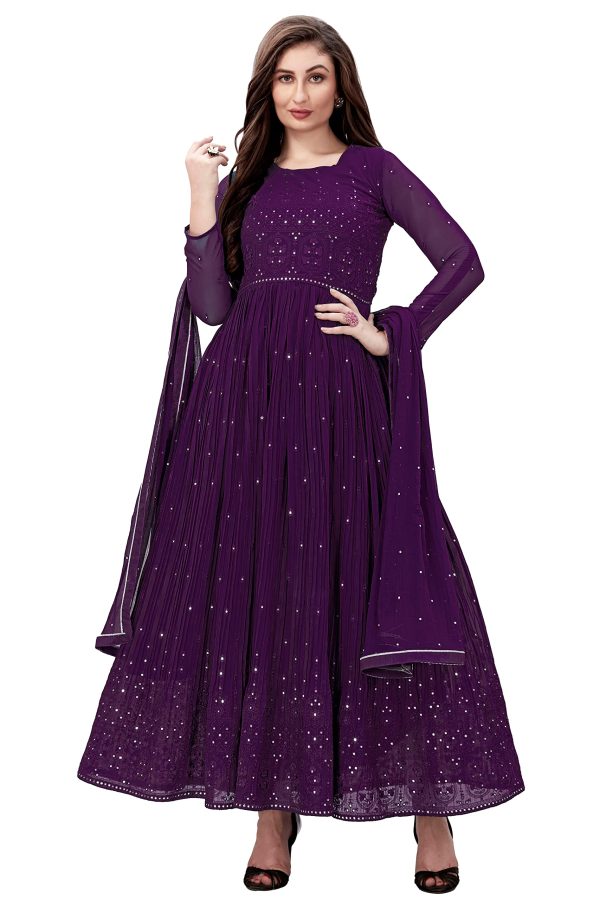 818iNuw3-tL.jpg Women's Georgette Embroidery Salwar Suit Anarkali Kurta Set with Dupatta