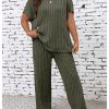 819NU2ks0nL.jpg Women's Plus Size Short Sleeve Tee Shirt Wide Leg Pants 2 Piece Tracksuit
