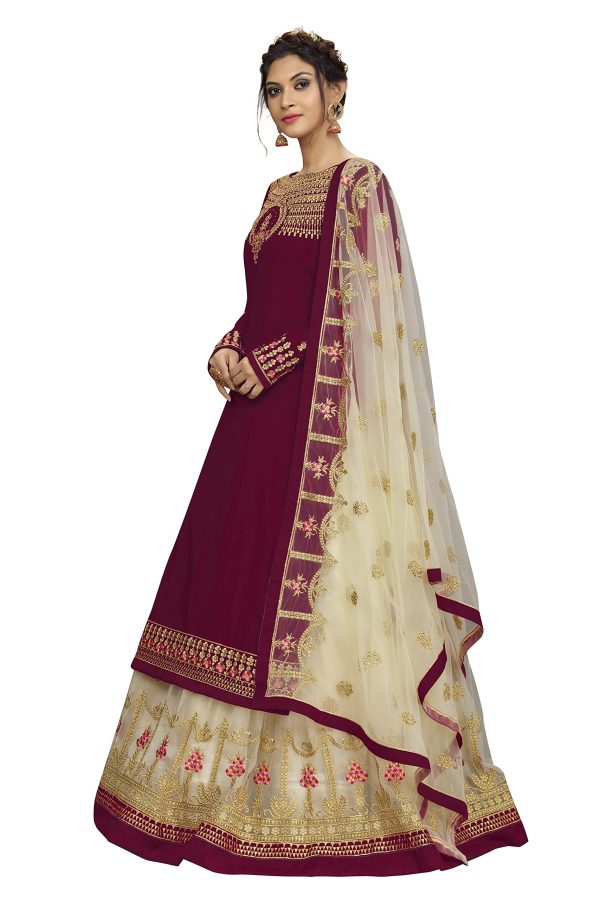 81GB81TqgCL.jpg Women's Georgette Net Embroidery Salwar Suit Set Kurta Lehenga with Dupatta