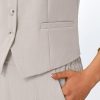Womens V Neck Twill Tailored Blazer Sleeveless Vest Two 2 Piece Set Wide Leg Pant Suit