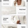 81M15CILd6L.jpg 2025 Women's Spring Tweed Blazer Fully-Lined Collarless Open Front Elegant Petite Cute Fashion Casual Work Jacket