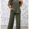 81OFnoZvcL.jpg Women's Plus Size Short Sleeve Tee Shirt Wide Leg Pants 2 Piece Tracksuit