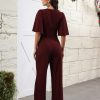 81QKNdyZcdL.jpg Women Casual Loose Short Sleeve Belted Wide Leg Pant Romper Jumpsuits