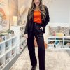 81XD4FyeAyL.jpg 2 Piece Outfits for Women Dressy Blazer Jackets High Waisted Straight Leg Pants Suits Set Business Casual Office