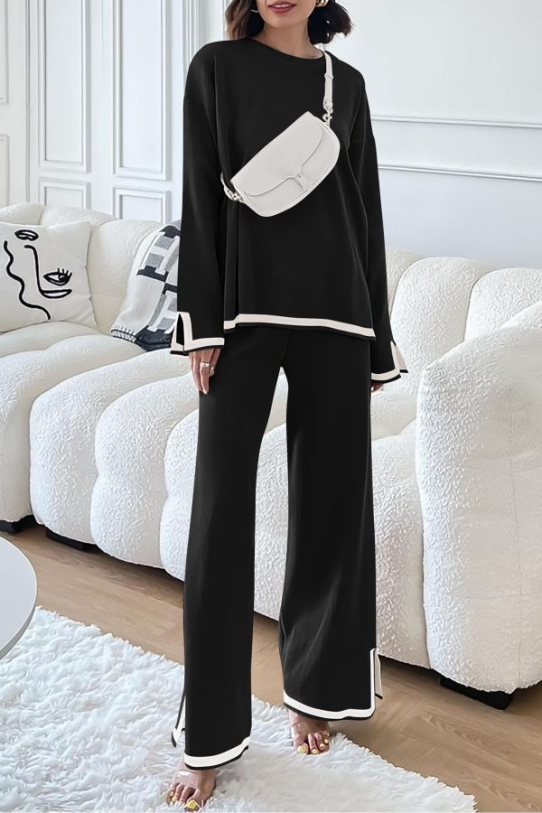81bcn80MX9L.jpg Women's 2 Piece Knit Sweater Set Casual Long Sleeve Pullover Wide Leg Pants Sweatsuit Tracksuit Outfit