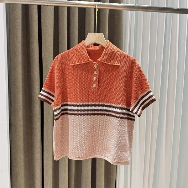 81ce9QAHe3L.jpg Women's Cotton Casual Set - Colorblock Knit Polo & Shorts