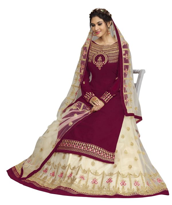 81nmYLza-OL.jpg Women's Georgette Net Embroidery Salwar Suit Set Kurta Lehenga with Dupatta