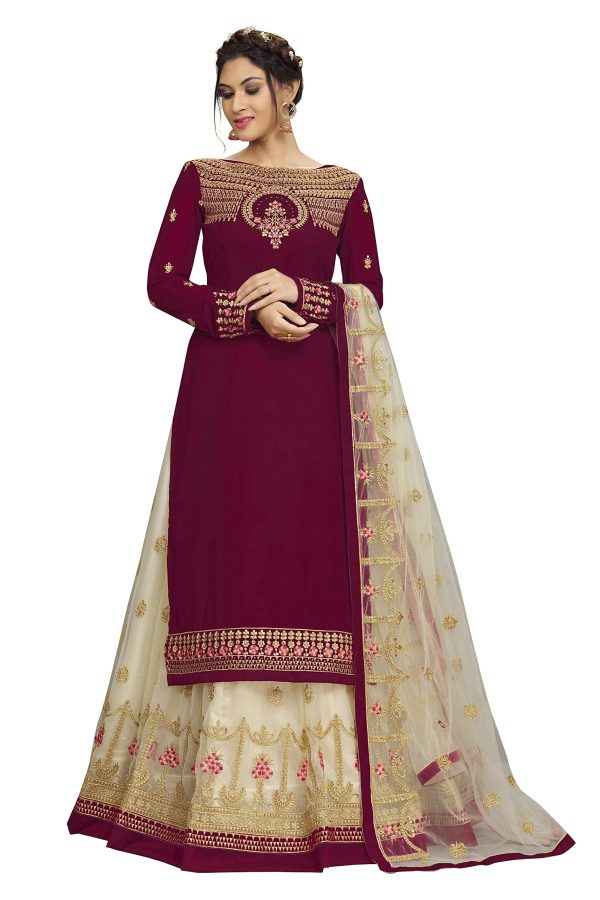 81oGo8v56IL.jpg Women's Georgette Net Embroidery Salwar Suit Set Kurta Lehenga with Dupatta