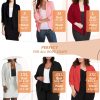 81r9j6mkppL.jpg Lightweight Open Front Cardigan Classic Ruched Sleeve Work Office Blazer Suit Jackets