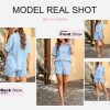 81zNdDtbqsL.jpg Women's Two Piece Outfits V Neck Short Sleeve Shirts and High Waist Shorts Lounge Sets