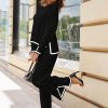91AKXpkAx9L.jpg Women's 2 Piece Outfits Long Sleeve Knit Sweater Top Wide Leg Pants Lounge Sets Tracksuits