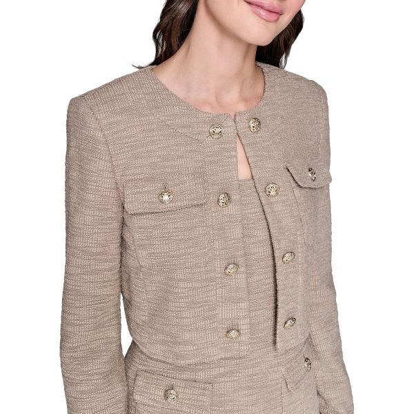 91zL4ixyXtL.jpg Women's Crop Stretch Texture Long Sleeve Jacket